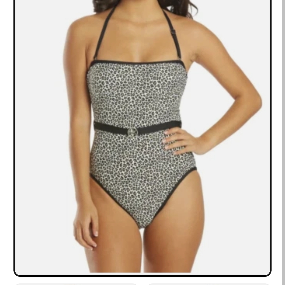 Michael Kors Black and White One Piece Swimsuit with Animal Print